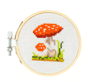 Mini Cross Stitch Embroidery Kit (Mushrooms)