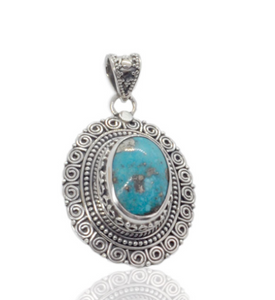Turquoise Pendant in Balinese Setting