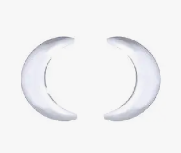 Silver Crescent Moon Studs
