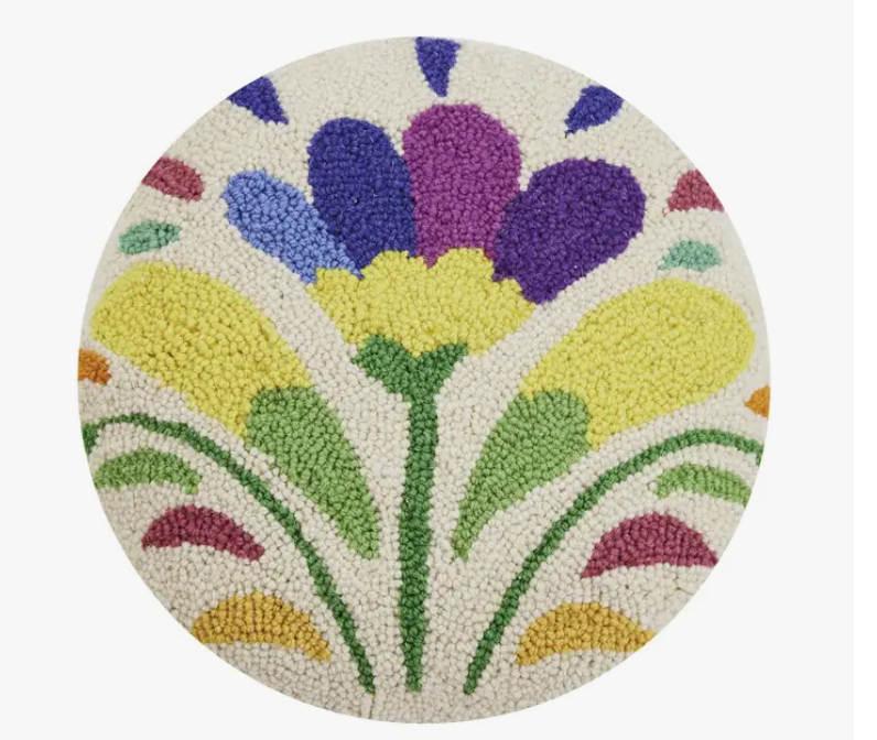 Otomi Style Flower Round Hook Pillow