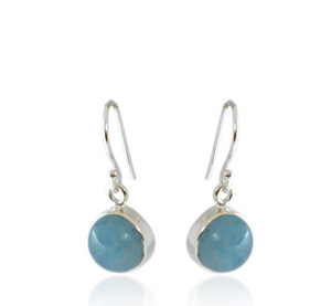 Round Aquamarine Cabochon Earrings