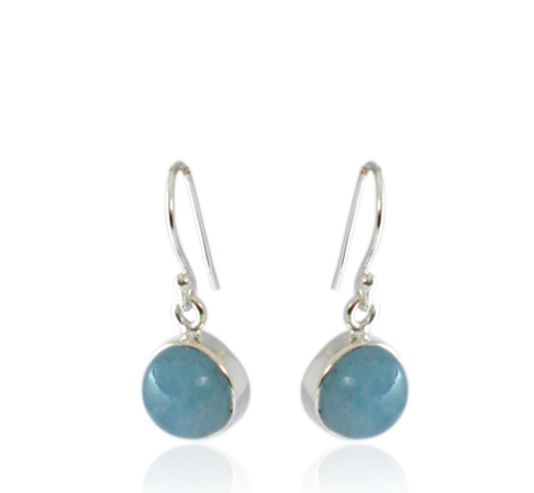 Round Aquamarine Cabochon Earrings