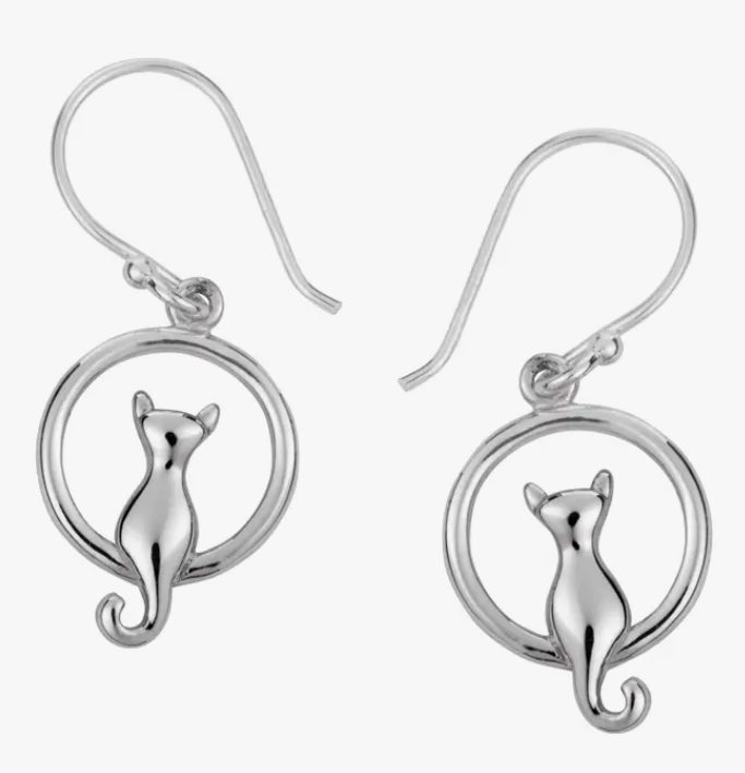Cat on Moon Earrings