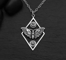 Load image into Gallery viewer, Sterling Silver Geometric Moth Necklace
