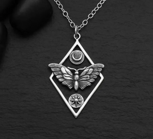 Sterling Silver Geometric Moth Necklace