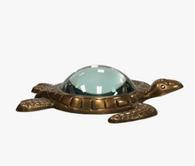 Load image into Gallery viewer, Antiqued Brass Sea Turtle Desktop Magnifying Glass
