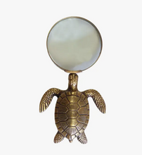 Load image into Gallery viewer, Antiqued Brass Turtle Magnifying Glass
