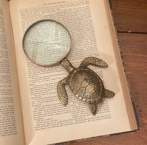 Antiqued Brass Turtle Magnifying Glass