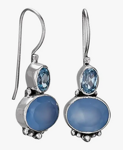 Chalcedony & Blue Topaz Earrings