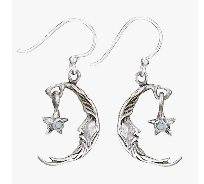 Man in the Moon Earrings with Mother of Pearl