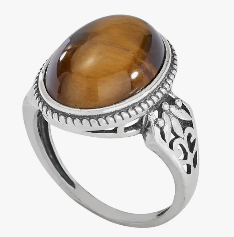 Tiger's Eye Cabochon in Detailed Band