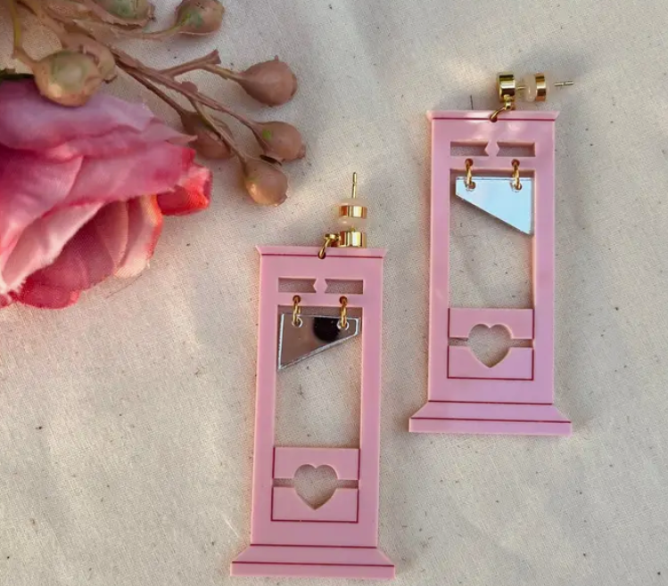 Pink Sweetheart Guillotine Earrings