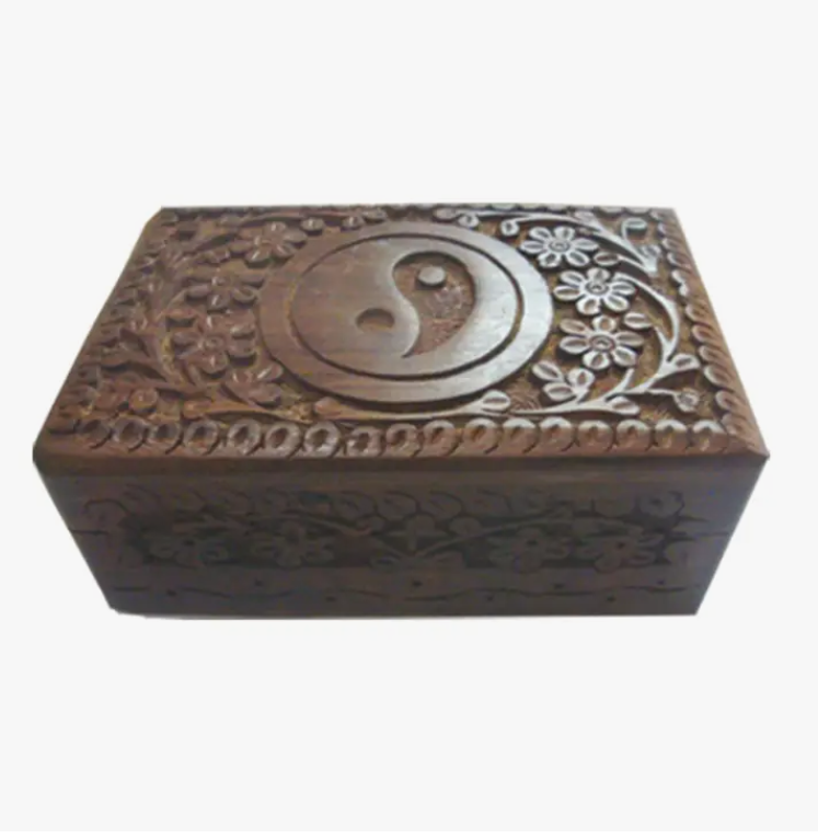 Yin Yang Carved Trinket Box