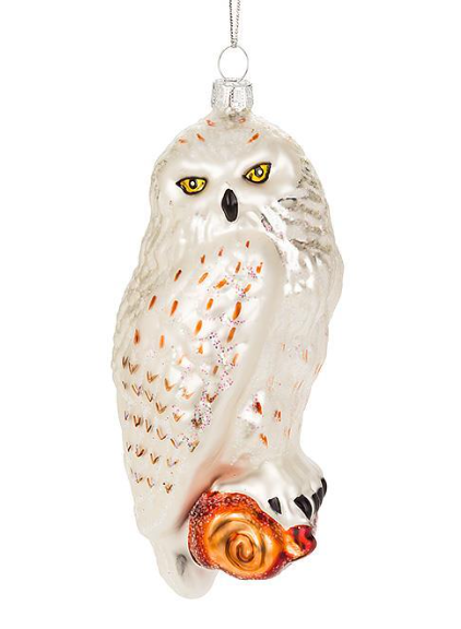 Glass Snowy Owl Ornament