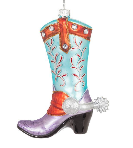 Glass Cowboy Boot Ornament