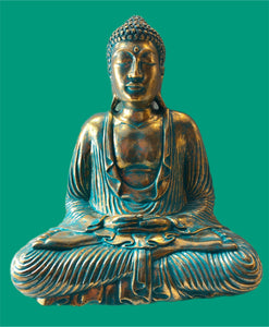 Turquoise & Gold Buddha Statue (Resin-Indoor/Outdoor)