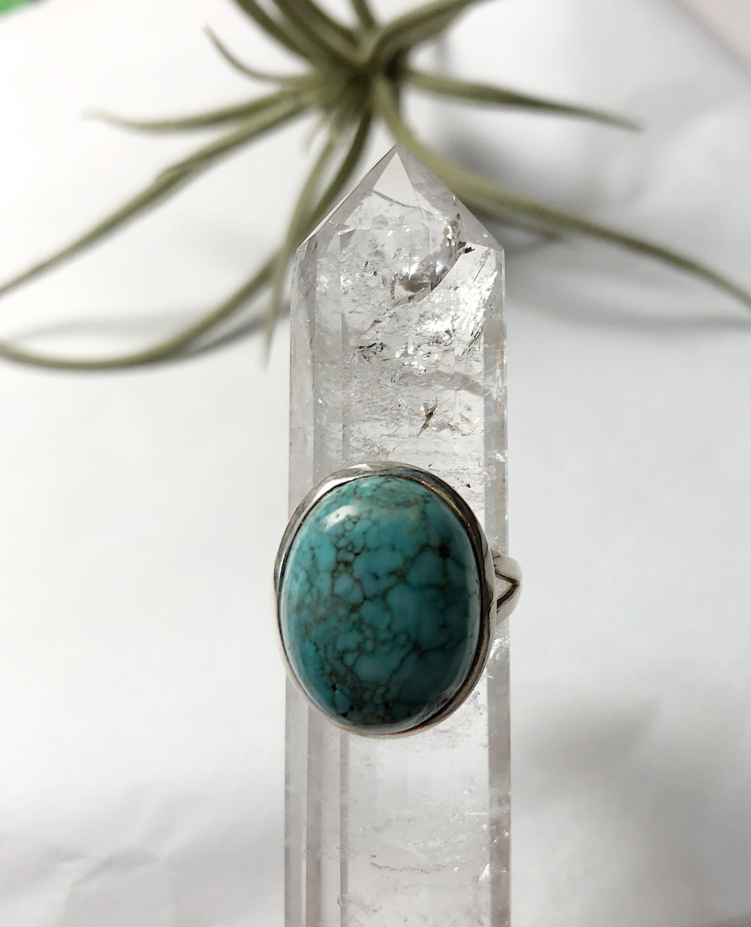Pale Turquoise Cabochon & Silver Ring