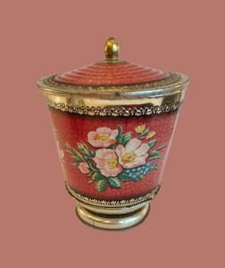 Vintage English Floral Tin with Handle