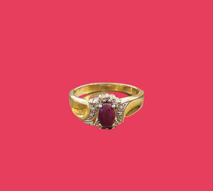 Vintage Gold, Ruby & Marcasite Ring
