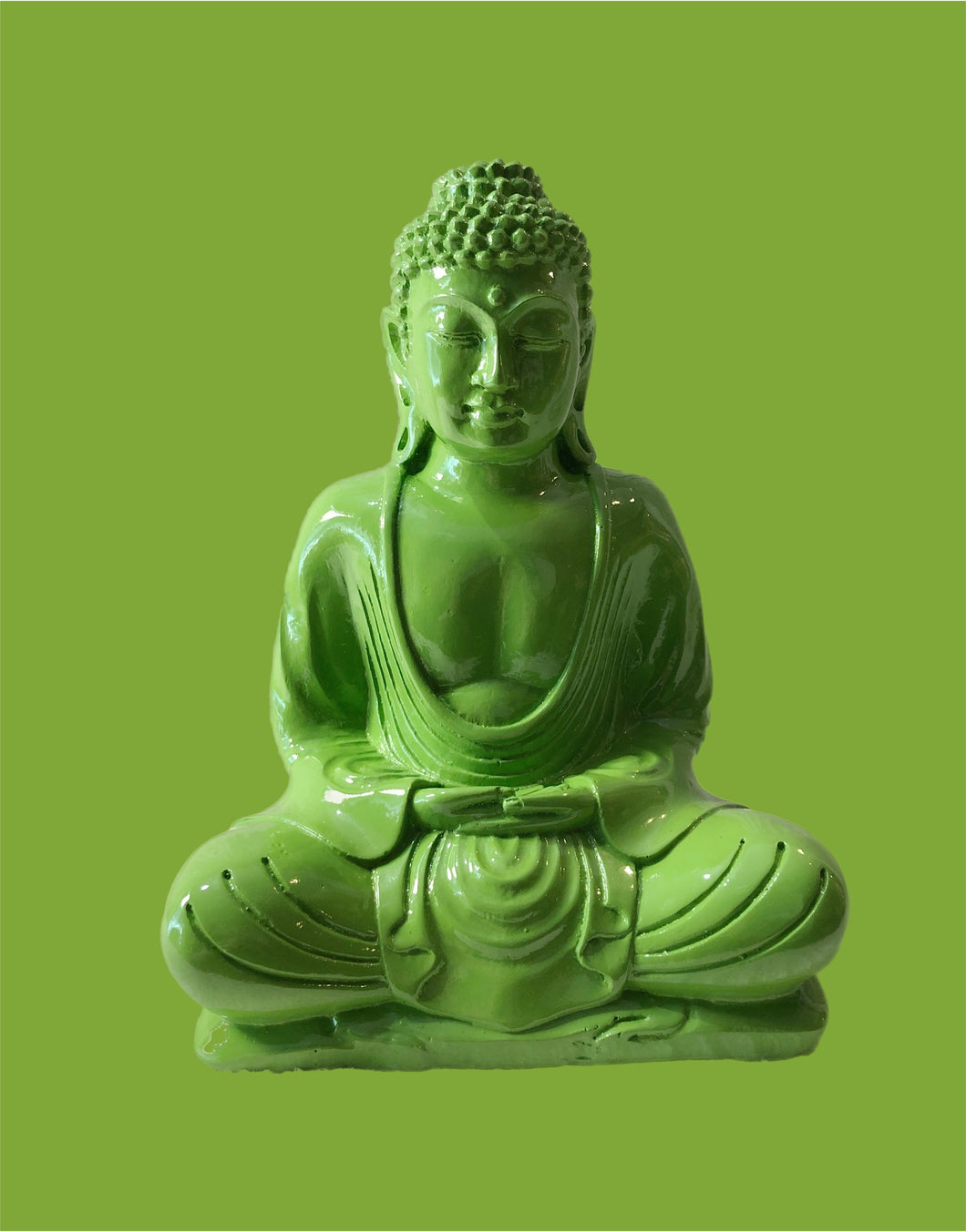 Small Lime Green Buddha Statue (Resin-Indoor/Outdoor)