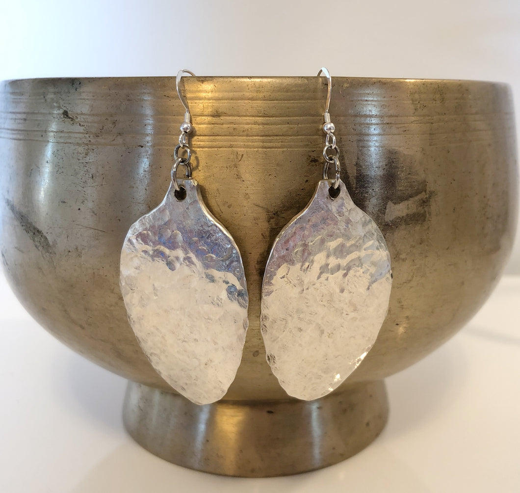 Vintage Hammered Metal Earrings (with New Silver Hooks)