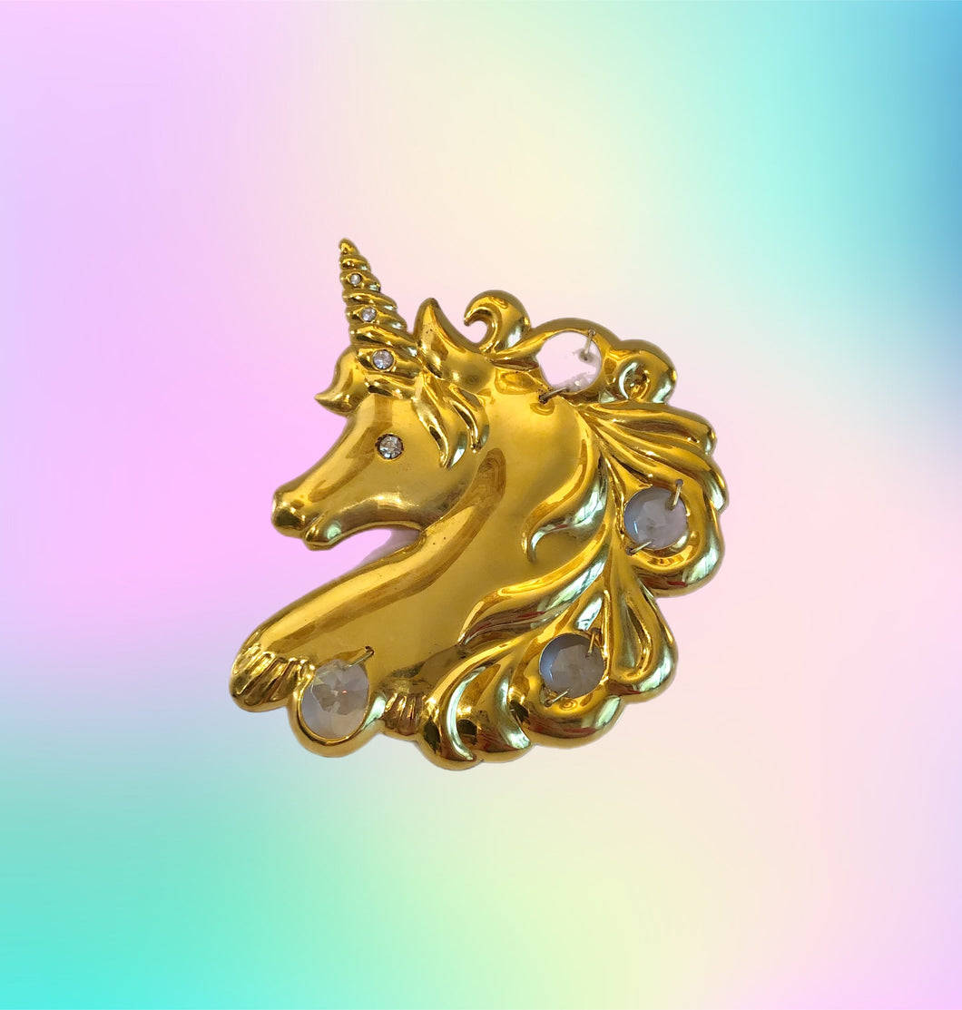 Vintage Brass Unicorn Suncatcher