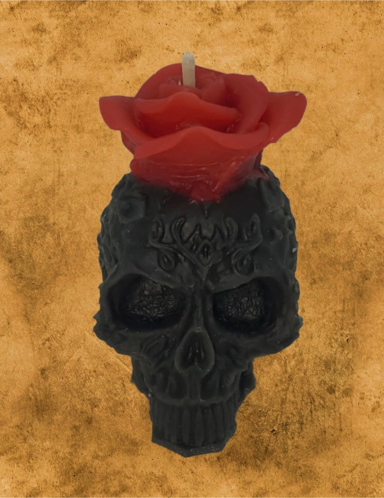 Rose & Skull Beeswax Candle