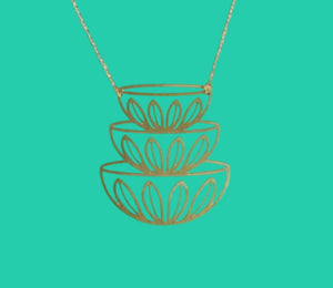 Brass Retro Stacking Bowls Necklace