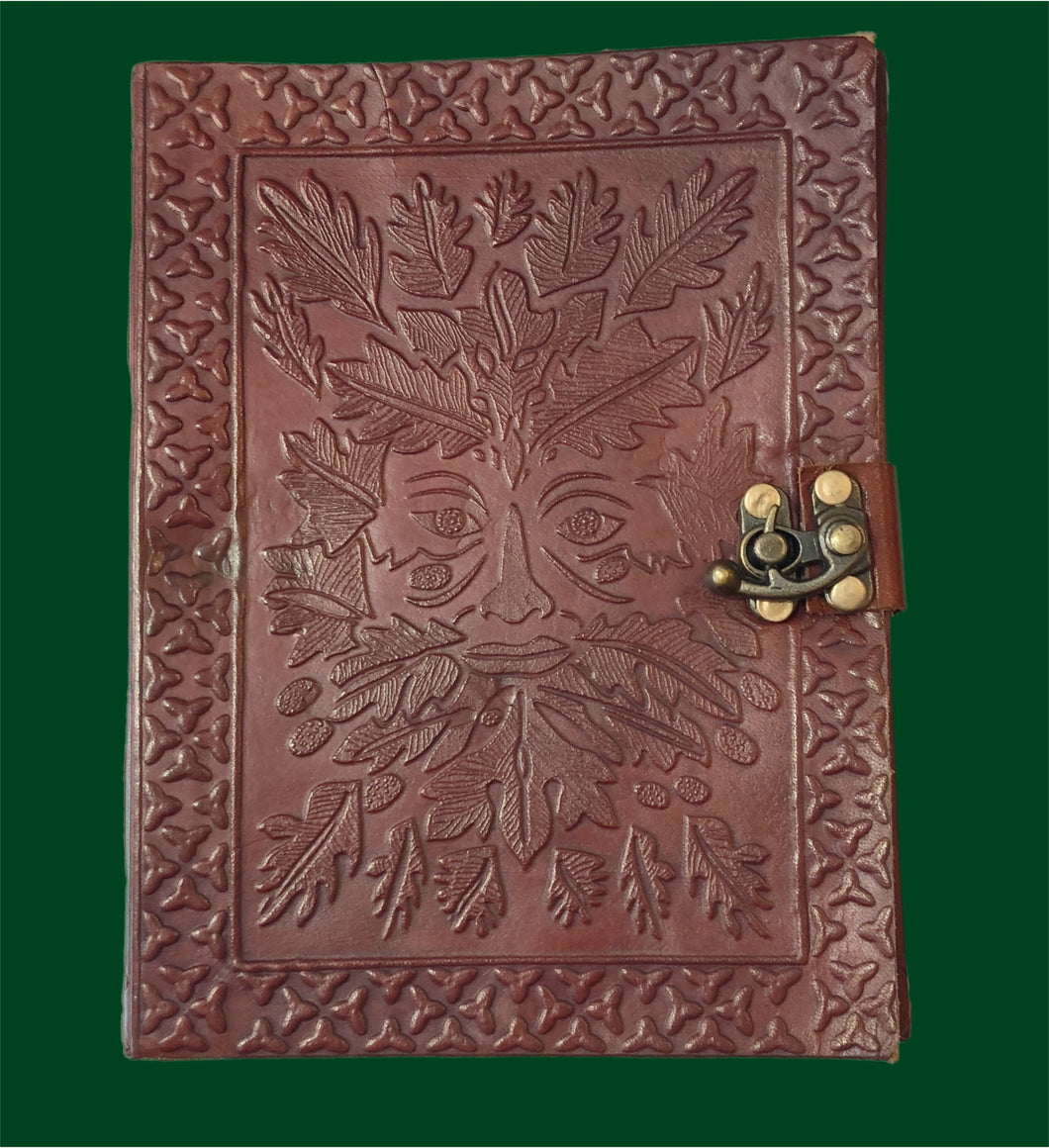 Handmade Leather-Bound Green Man Journal