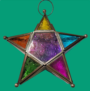 Multicoloured Glass Star Lantern