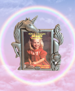 Vintage Pewter Unicorn Photo Frame