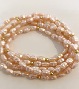 Vintage Peach-Pink Freshwater Pearl Necklace