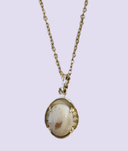 Vintage Small Opal Pendant on Golden Chain