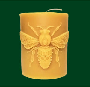 Bee Beeswax Pillar Candle