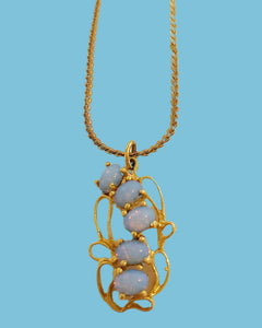 Vintage Multi-Opal Pendant on Golden Chain