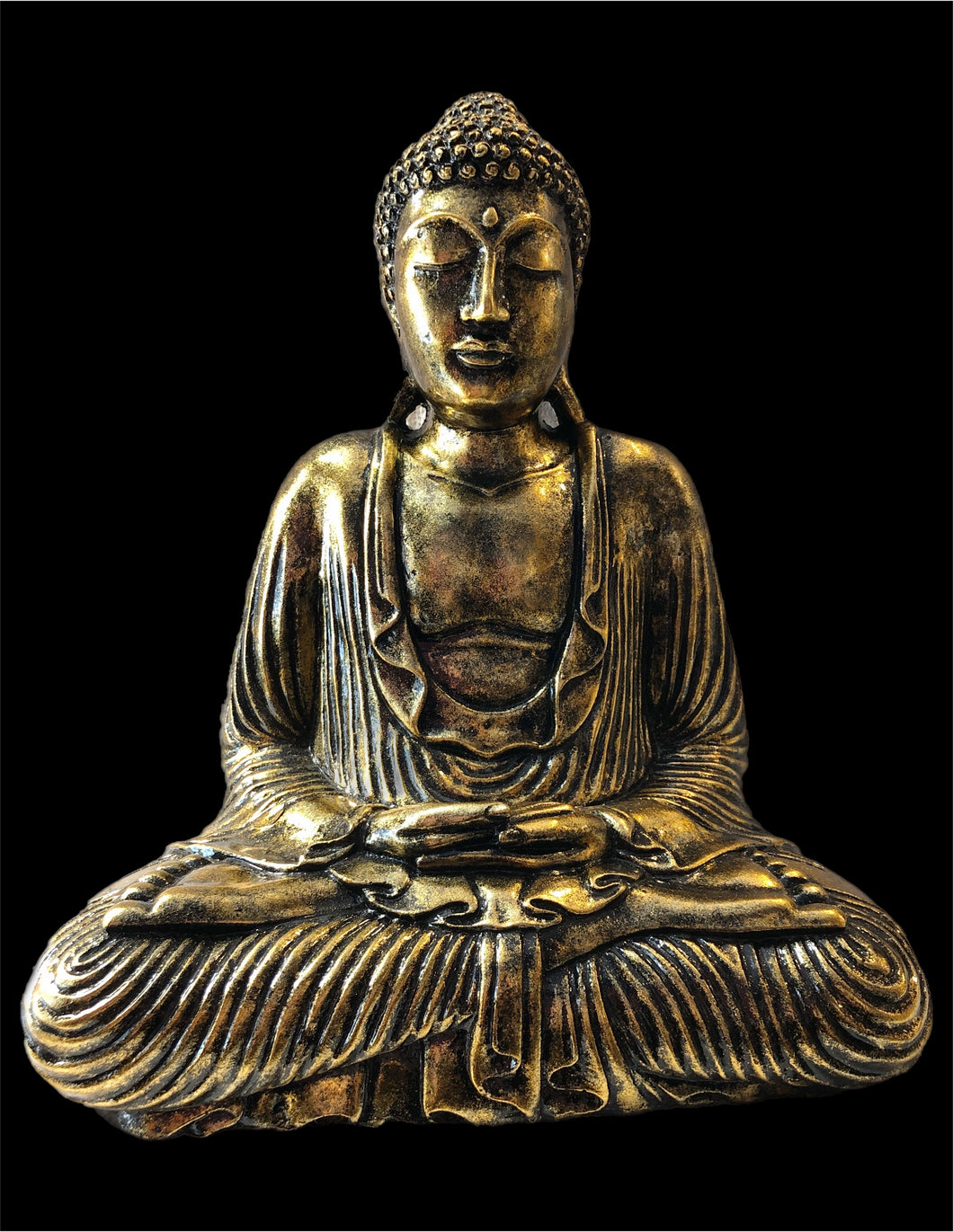 Black & Gold Buddha Statue (Resin-Indoor/Outdoor)