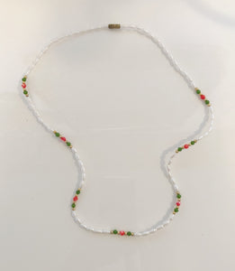 Vintage Freshwater Pearl Necklace with Glass Beads