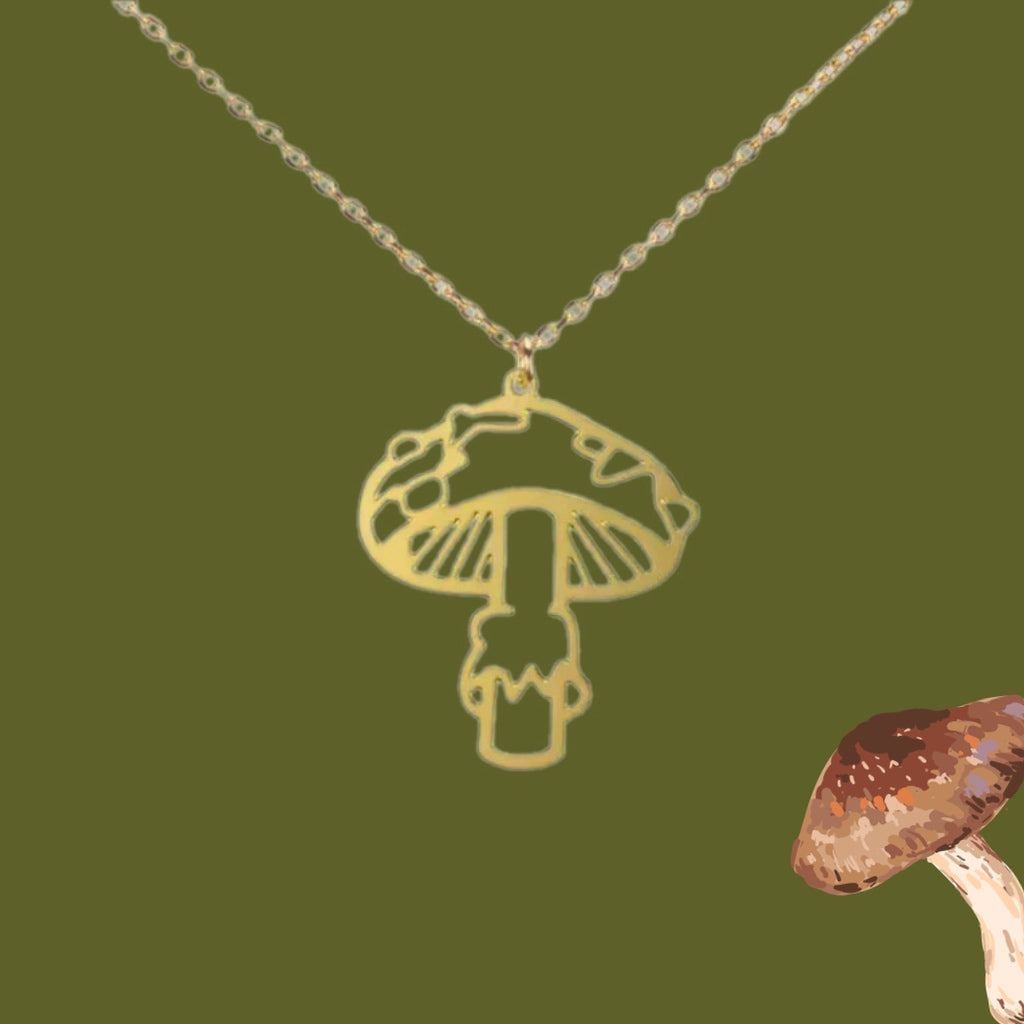 Brass Mushroom Necklace