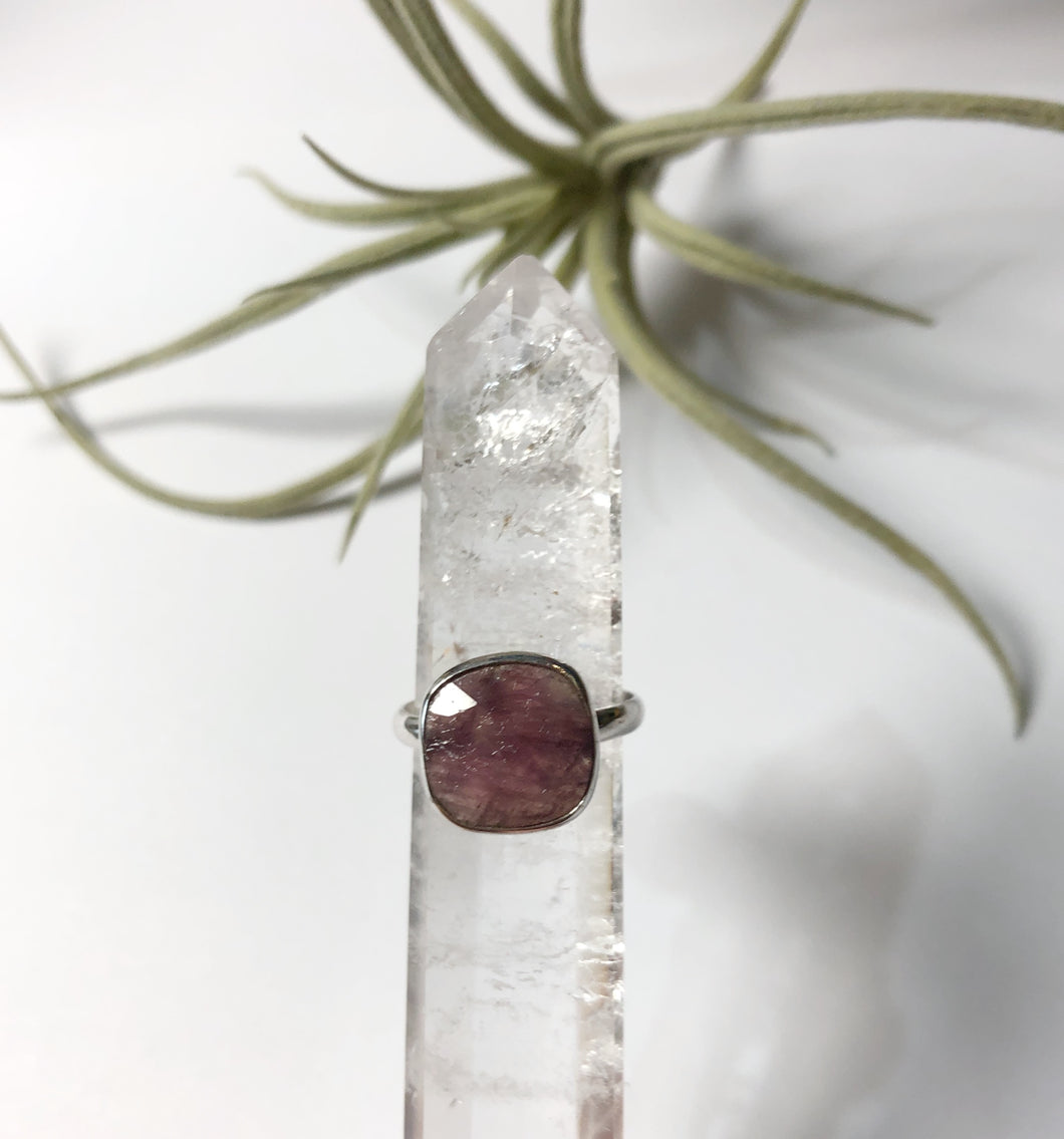 Silver Ring with Square Ruby