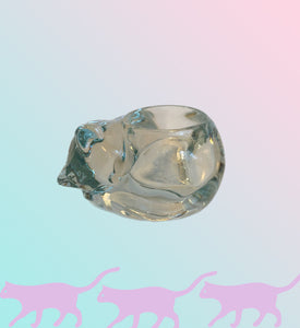 Vintage Indiana Glass Cat Tealight Holder